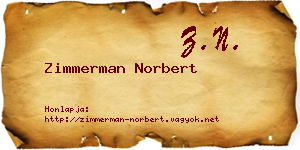 Zimmerman Norbert névjegykártya