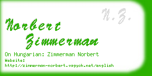 norbert zimmerman business card